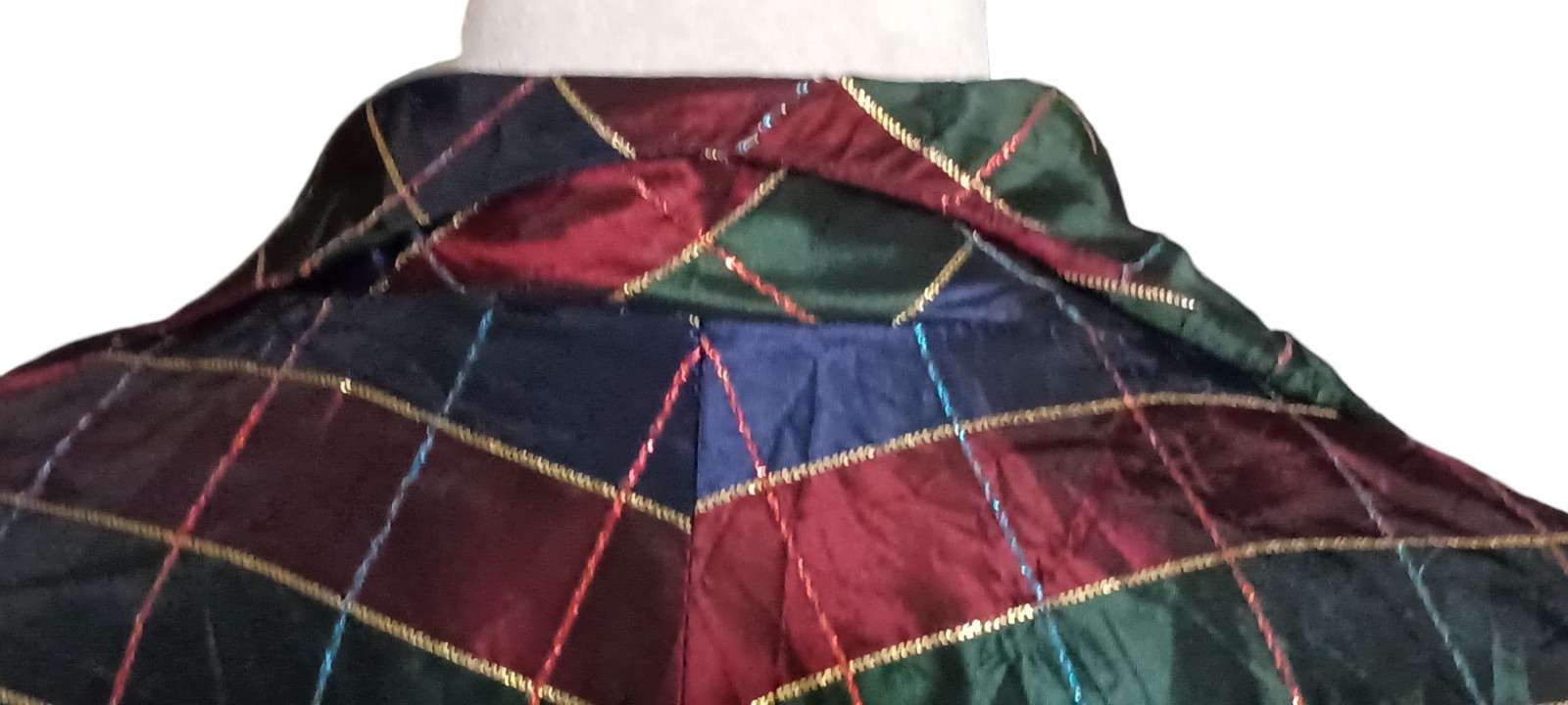 VTG 50s Taffetta Swing Coat In Jewel Tones w/ Lovely Pointy Collar by Kamor Sz S