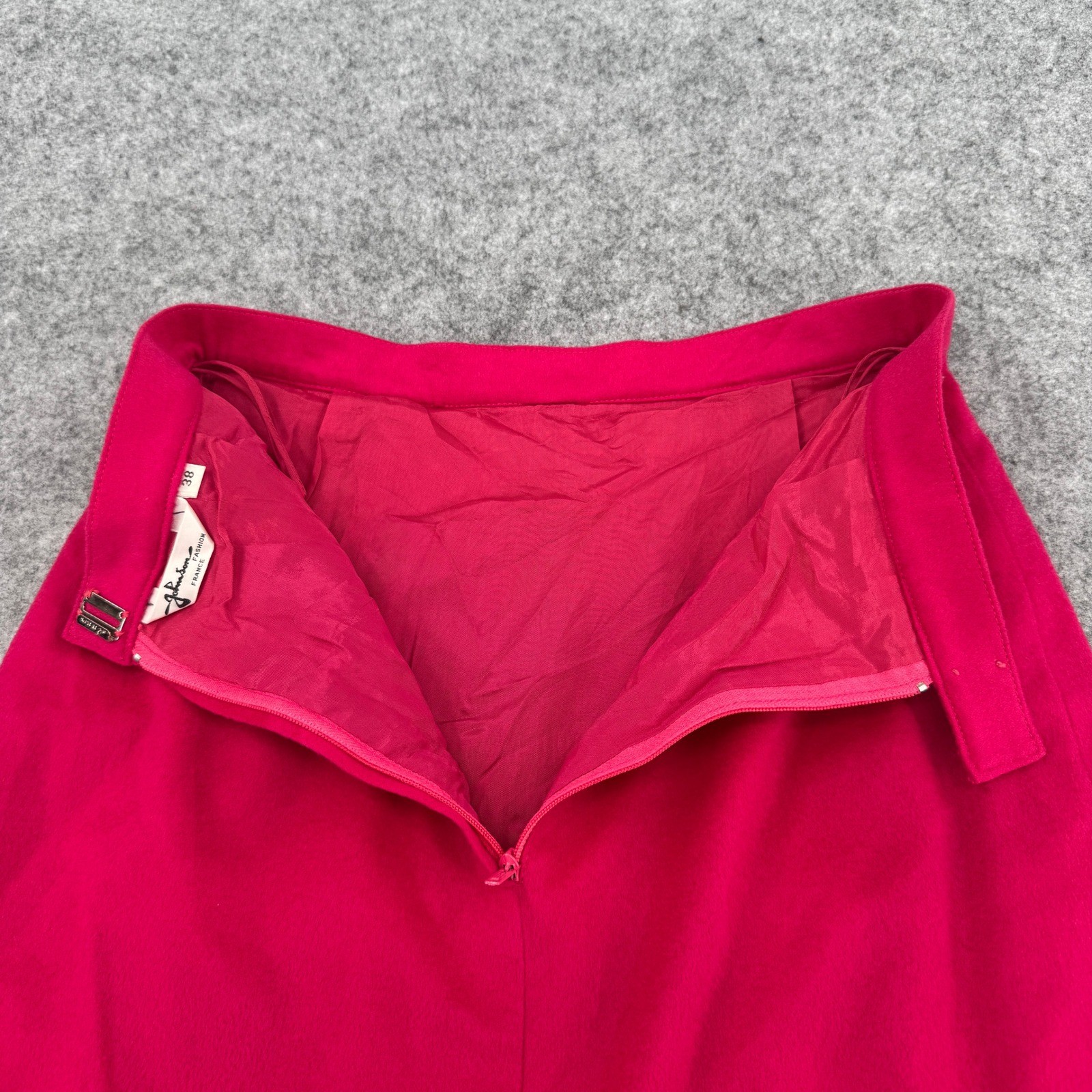 Johnson Fashion France Vintage Pink Pleated Midi Skirt Womens Size 38 Fuchsia