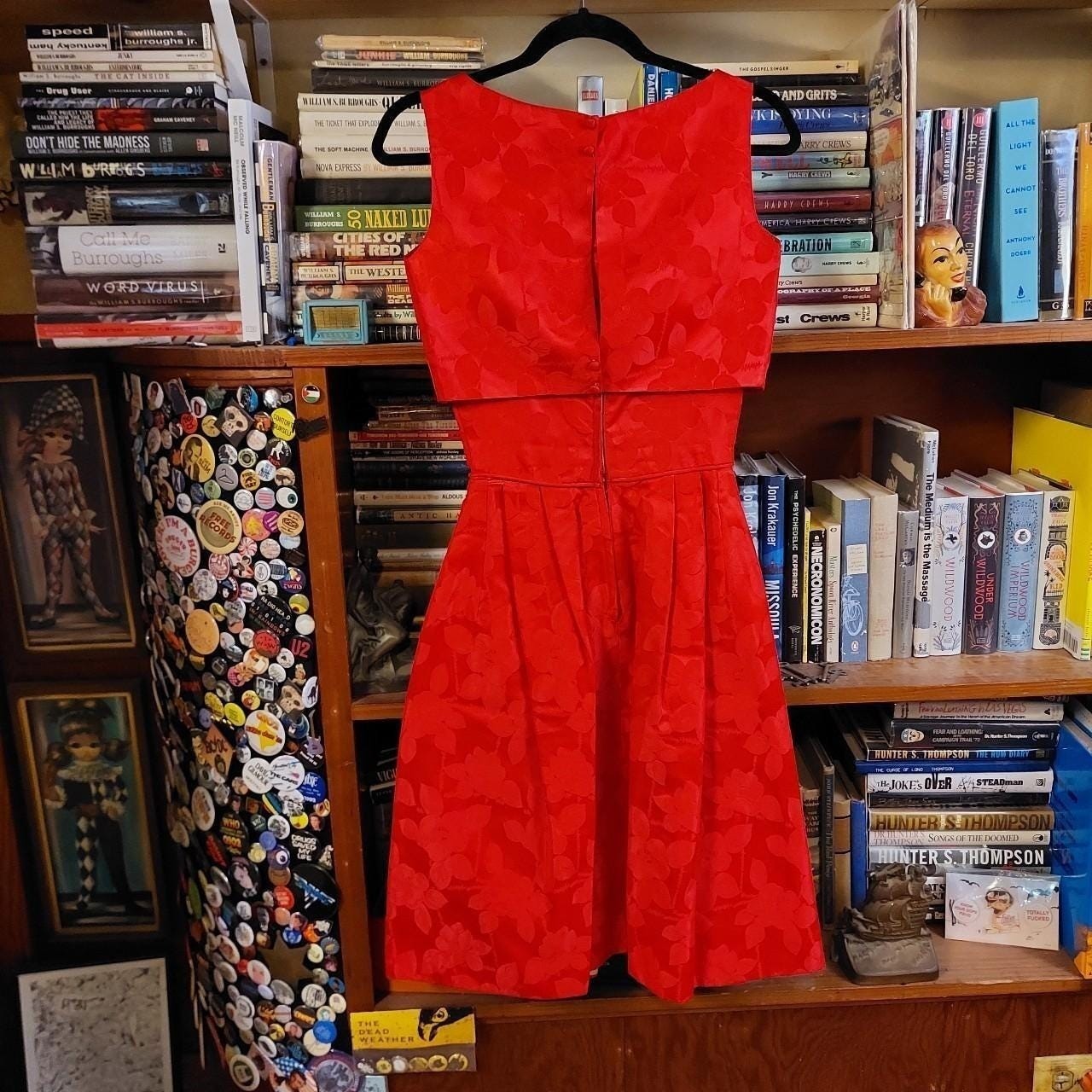 Vintage 50s/60s homemade red floral dress and top.