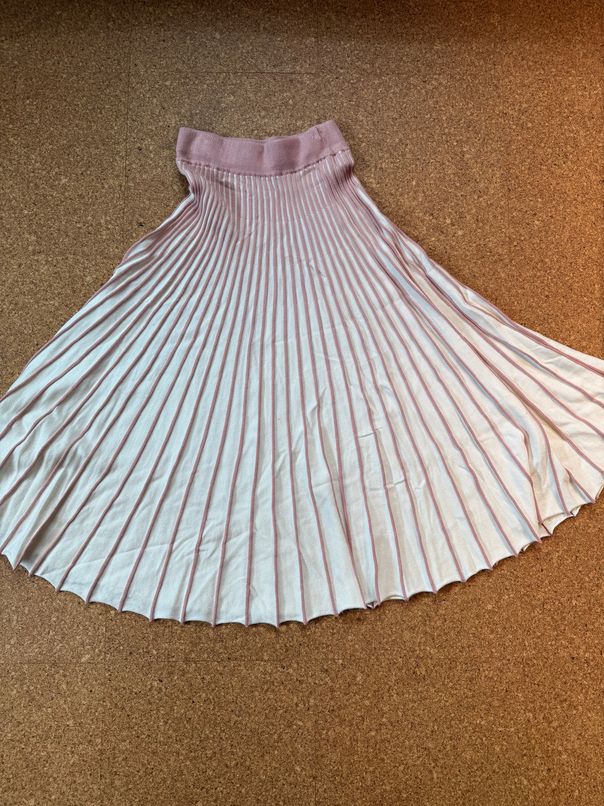Vintage 1980s Jet Set Pink White Pleated A-Line Skirt Size Medium
