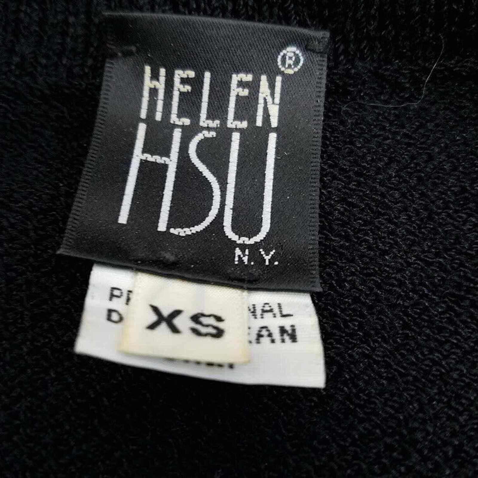 Helen Hsu Cardigan Sweater Santana Knit Black Green XS Vintage 90s Gold Buttons