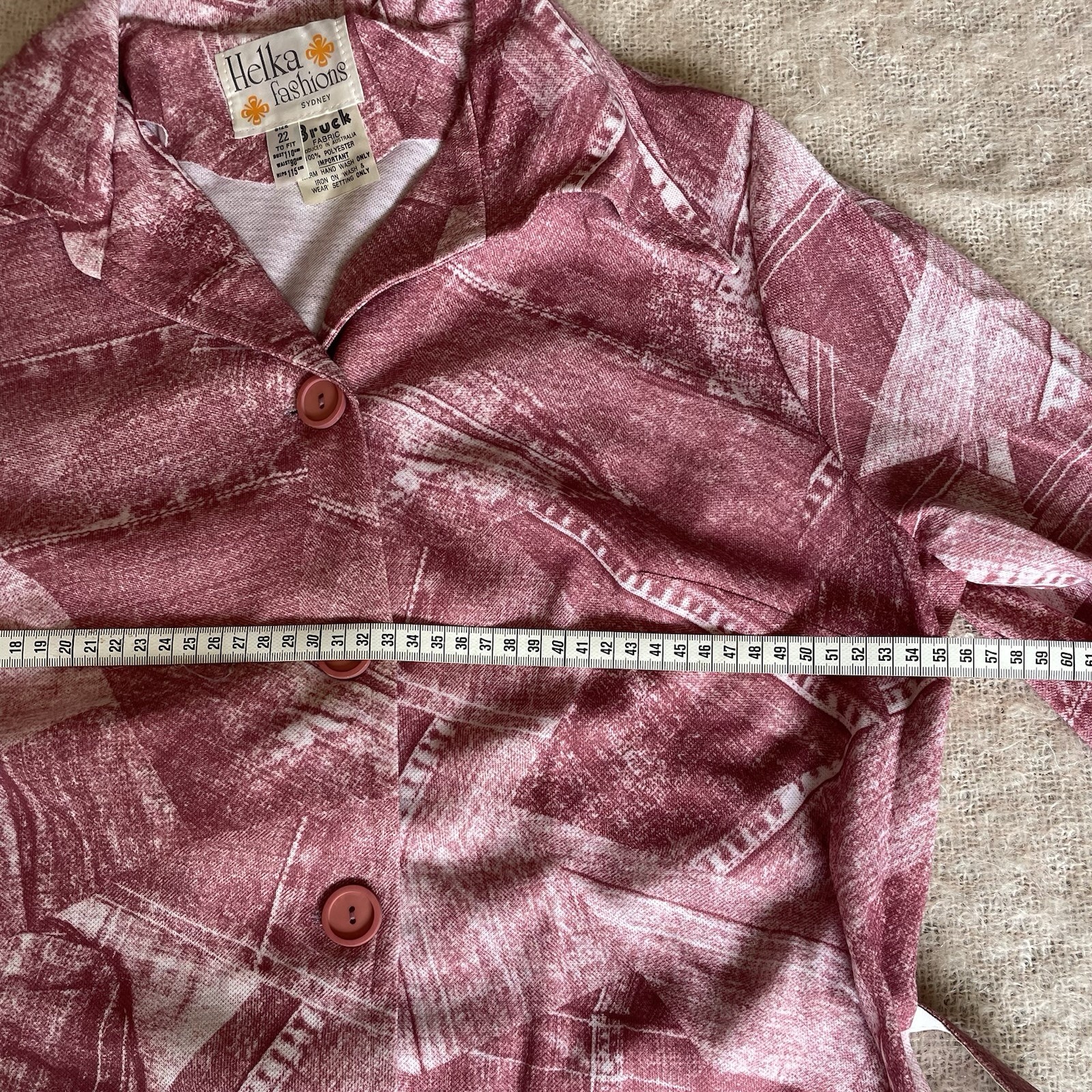 Vintage Original 70s unworn Size XL – 2XL Shirt Dress Pink Patchwork 'Helka’
