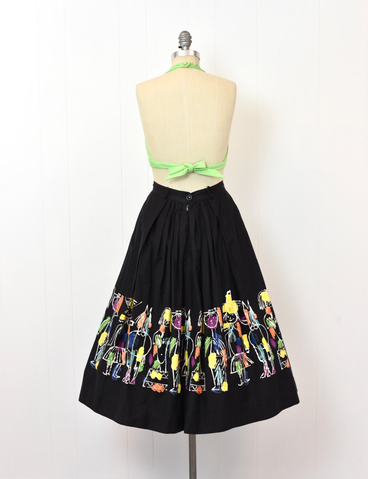 Vintage 1950s 1953 AAA Novelty Print Circus Days Hans Moller Cotton Pinup Skirt