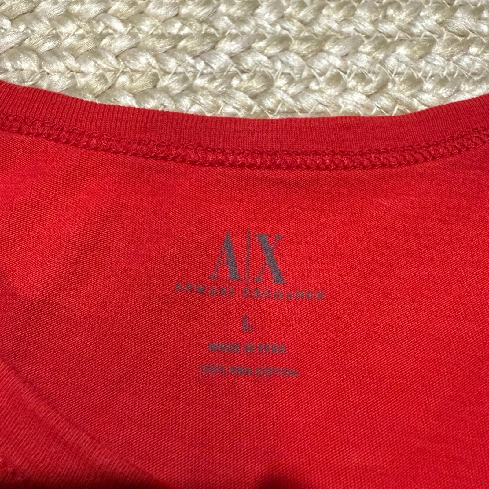 Vintage Y2K Armani Exchange Red Graphic T-Shirt Diamond Sz L Mob Wife Glam Rock