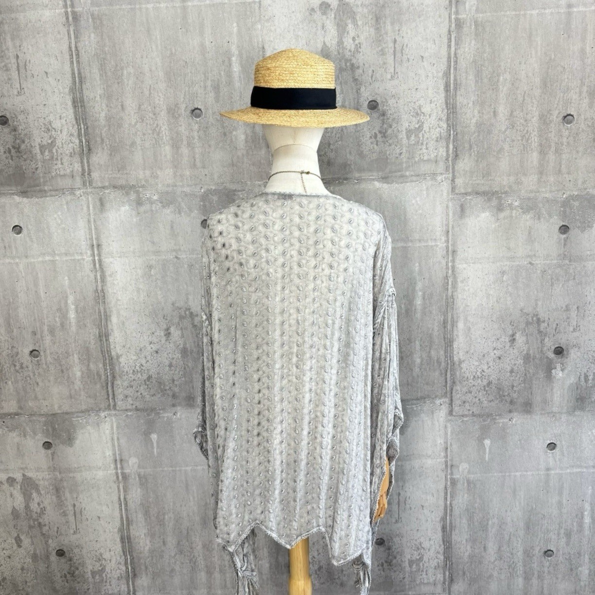 Vintage Silver Gray Boho Tunic Top Textured Long Sleeve Hippie Fairy Grunge