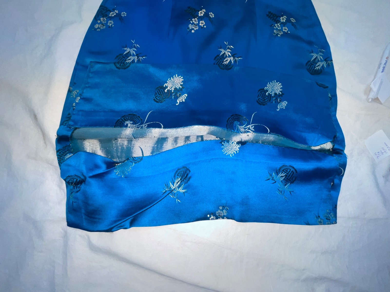 VTG 60S WOMENS S BLUE ASIAN ORIENTAL SHORT MINI SATIN SILK QIPAO CHEONGSAM DRESS