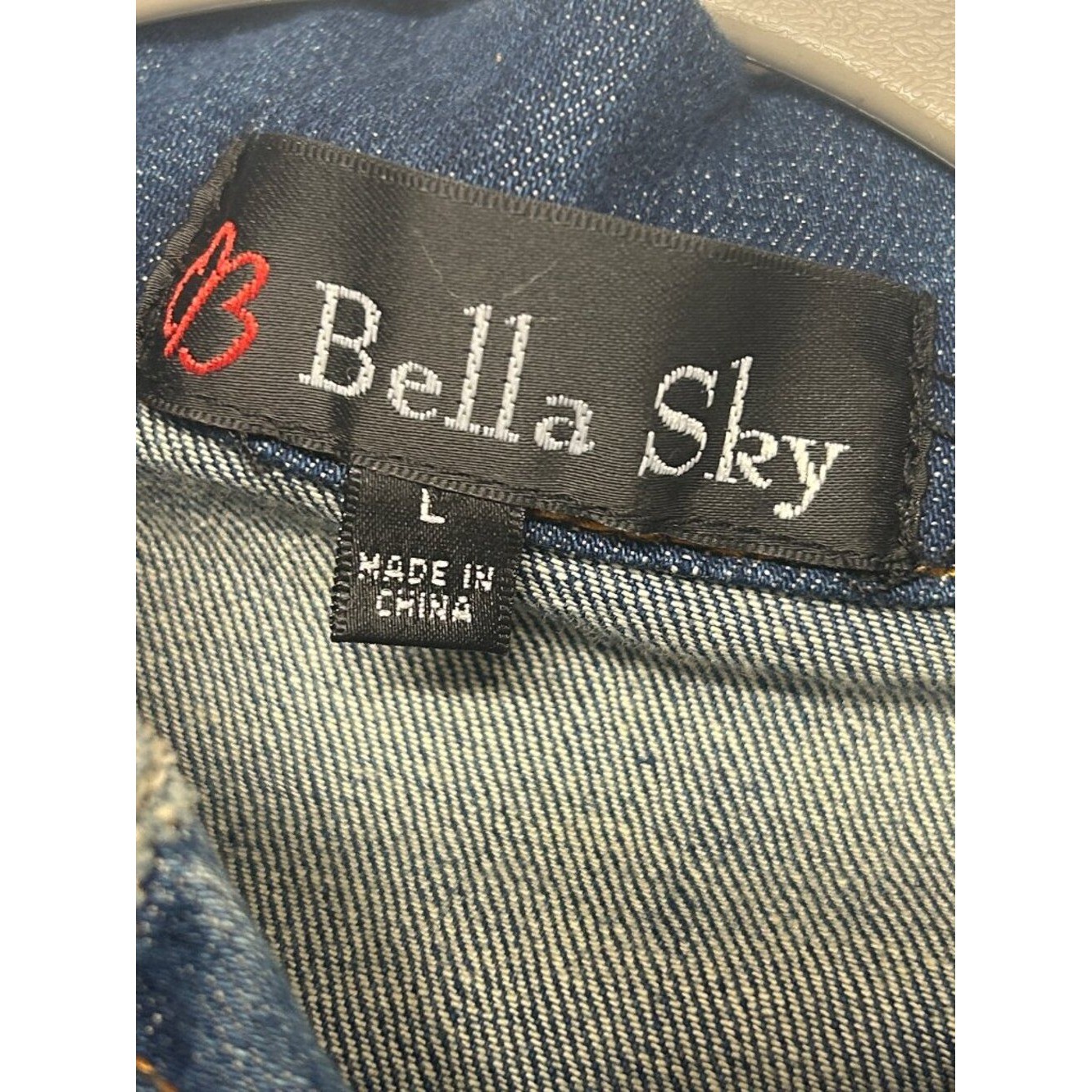 BellaSky Cropped Denim Jacket Fringe Western Studded Boho Country Concert Size L