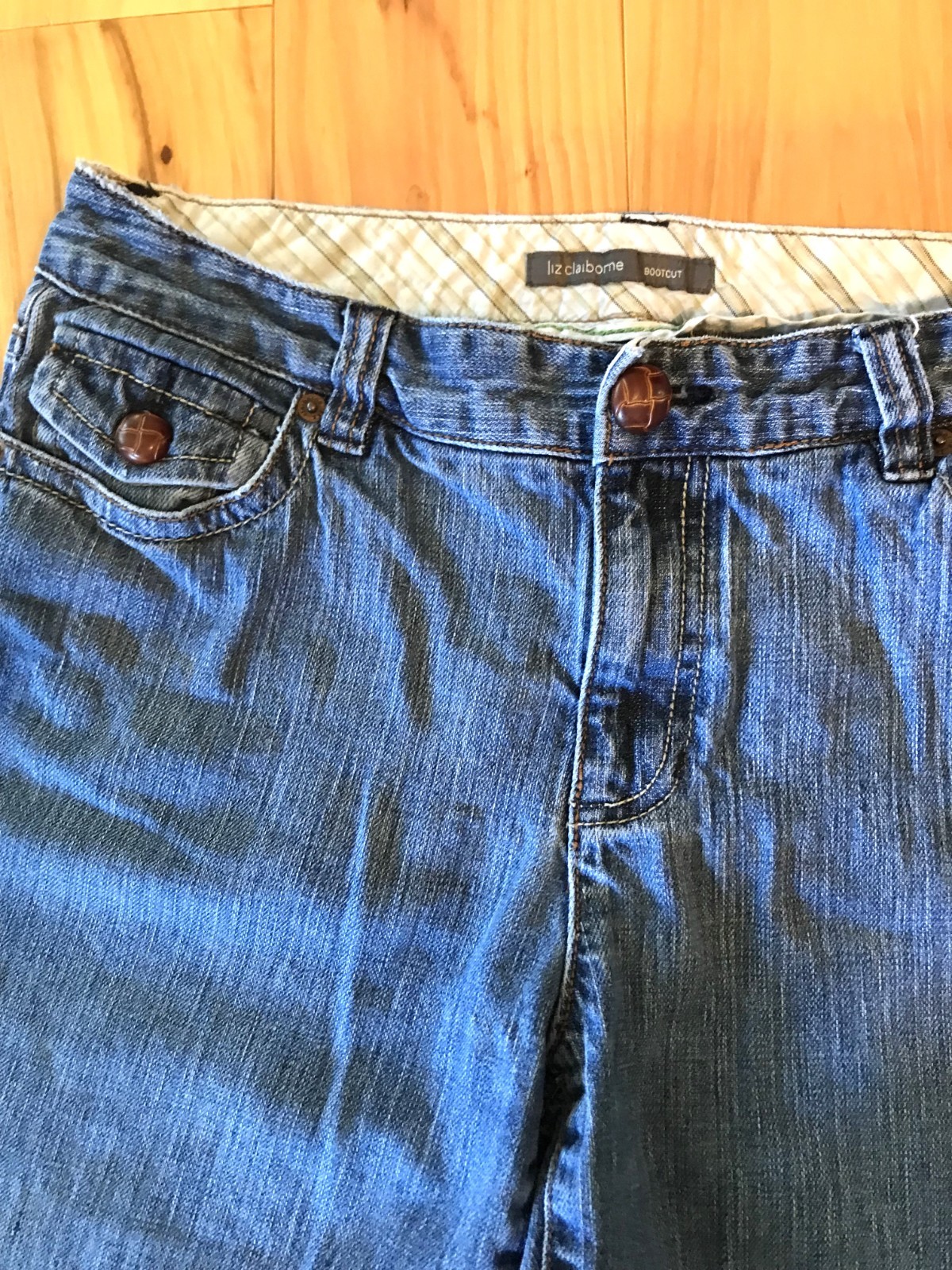 Liz Claiborne Bootcut Jeans w/Leather Quilted Buttons, Vintage 90s Size 10