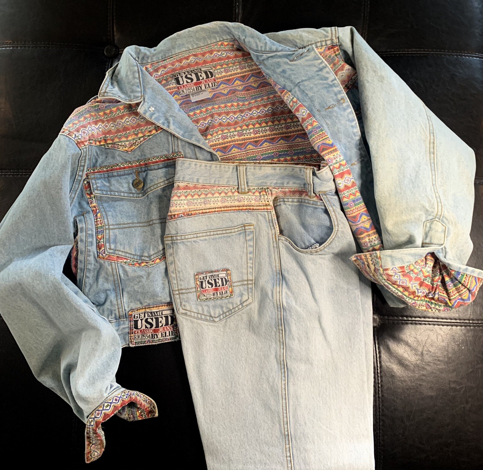 Get Used By Elie Jeans &Jacket Set size 28 & Lg I ❤️ 80s 90s RARE