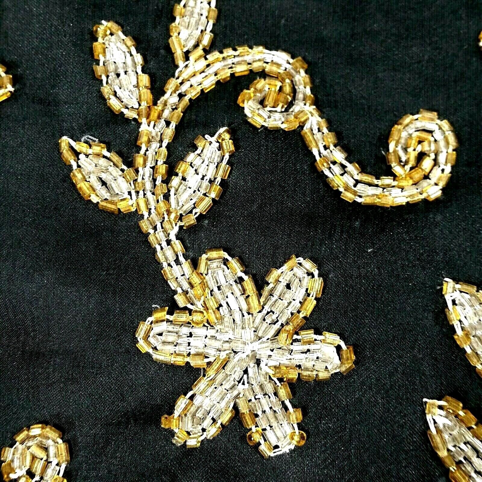 NEW STENAY Top 100% Silk Vtg S Holiday Gold Silver Metallic Beads Scallops Event
