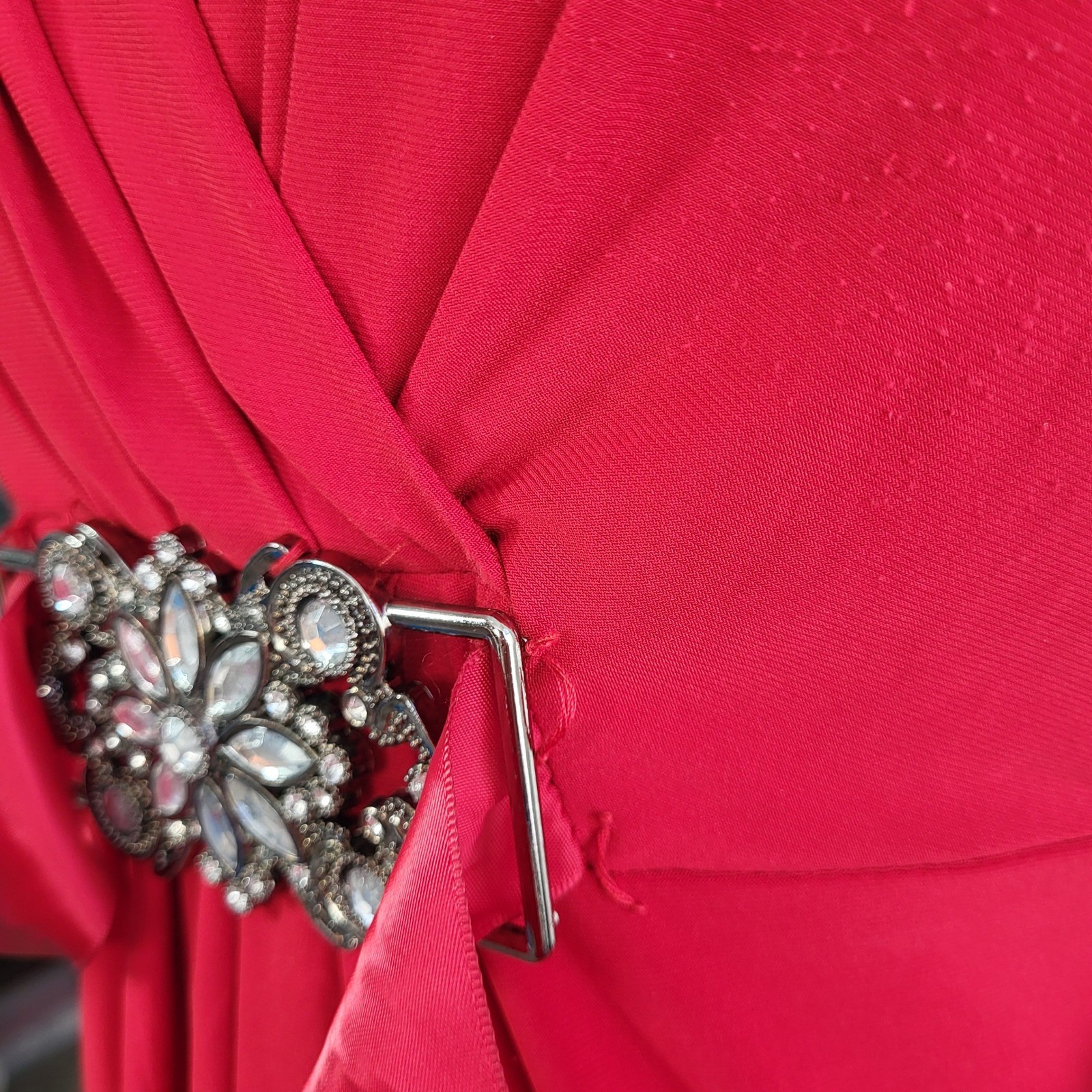 VTG Y2K Red Empire Waist Babydoll Cocktail Dress 10 Rhinestone Bow Romance
