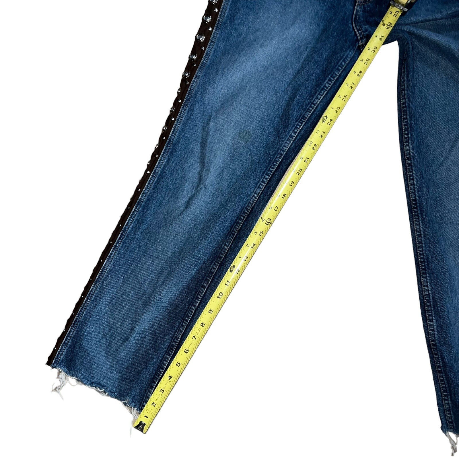 Vintage Lawman Western Jeans Dark Wash Straight Legs High Waist Pockets Size 13