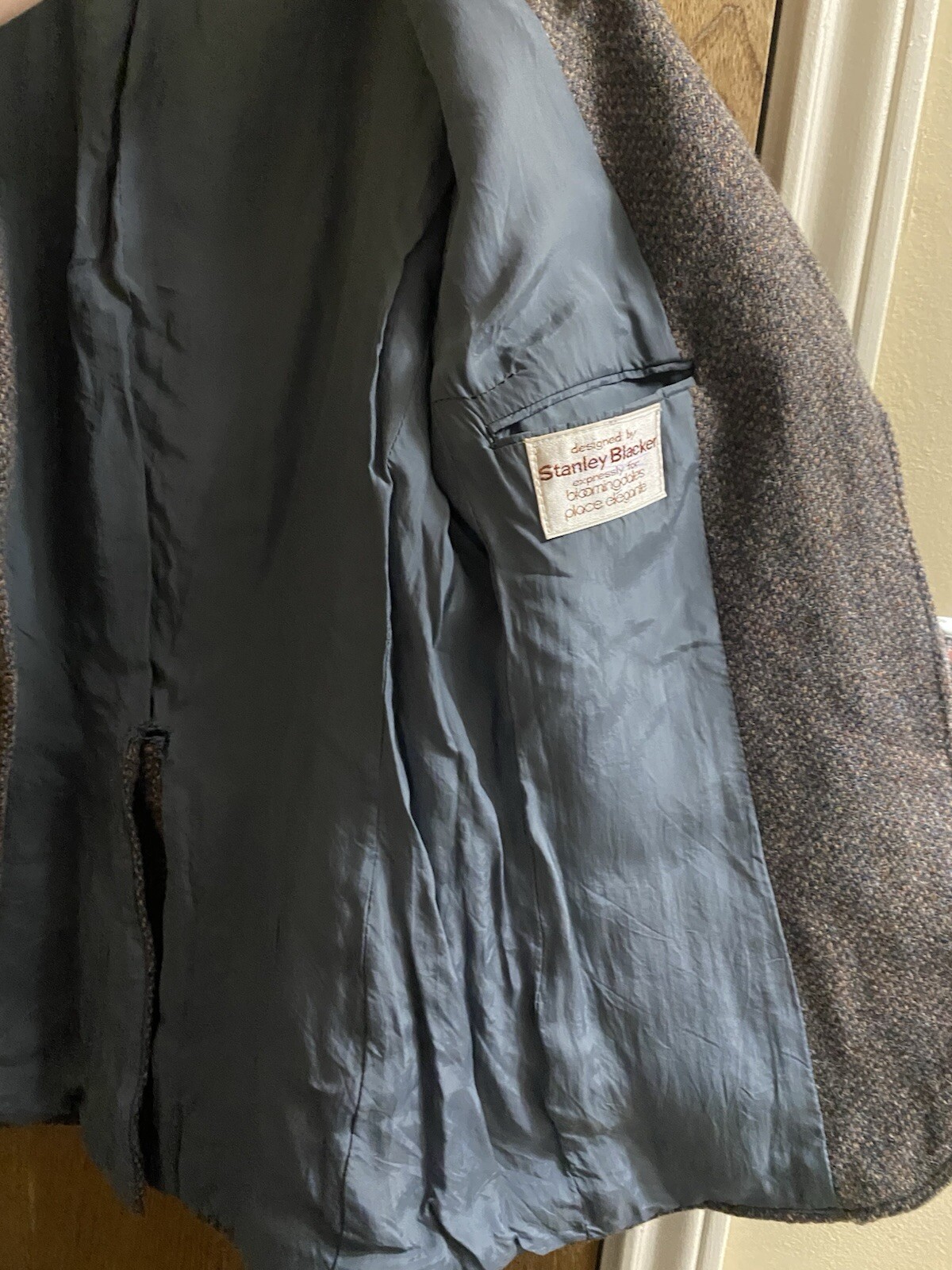 Vintage Stanley Blacker For Bloomingdale’s Women Wool Herringbone Jacket Size 10