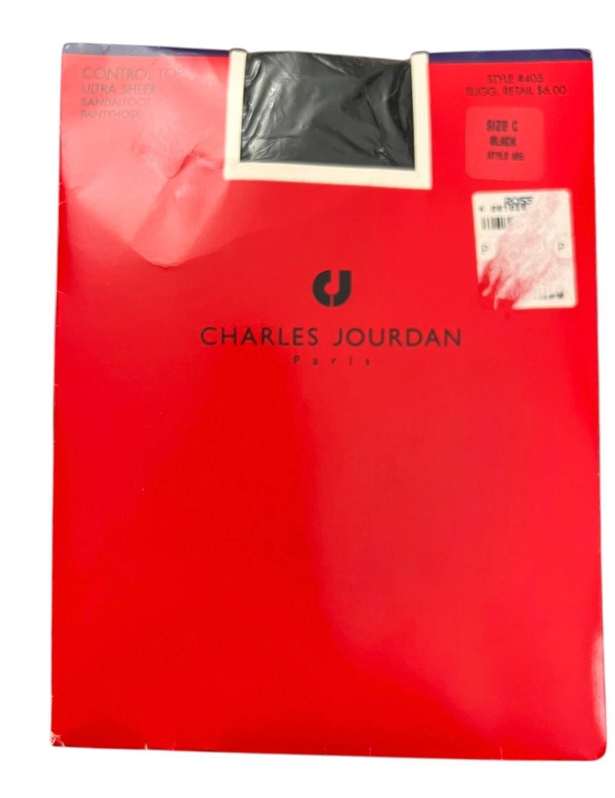 Vtg NEW~ Charles Jourdan Paris sz C Black Pantyhose Style 405 Control Top Sheer