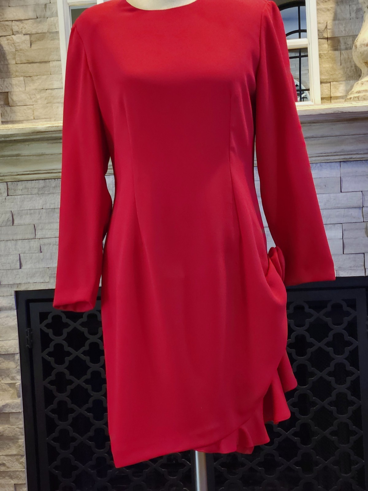 Vintage Robert Riel Saks Fifth Avenue Red Dress 3d Rose Size 6 Special Occasion