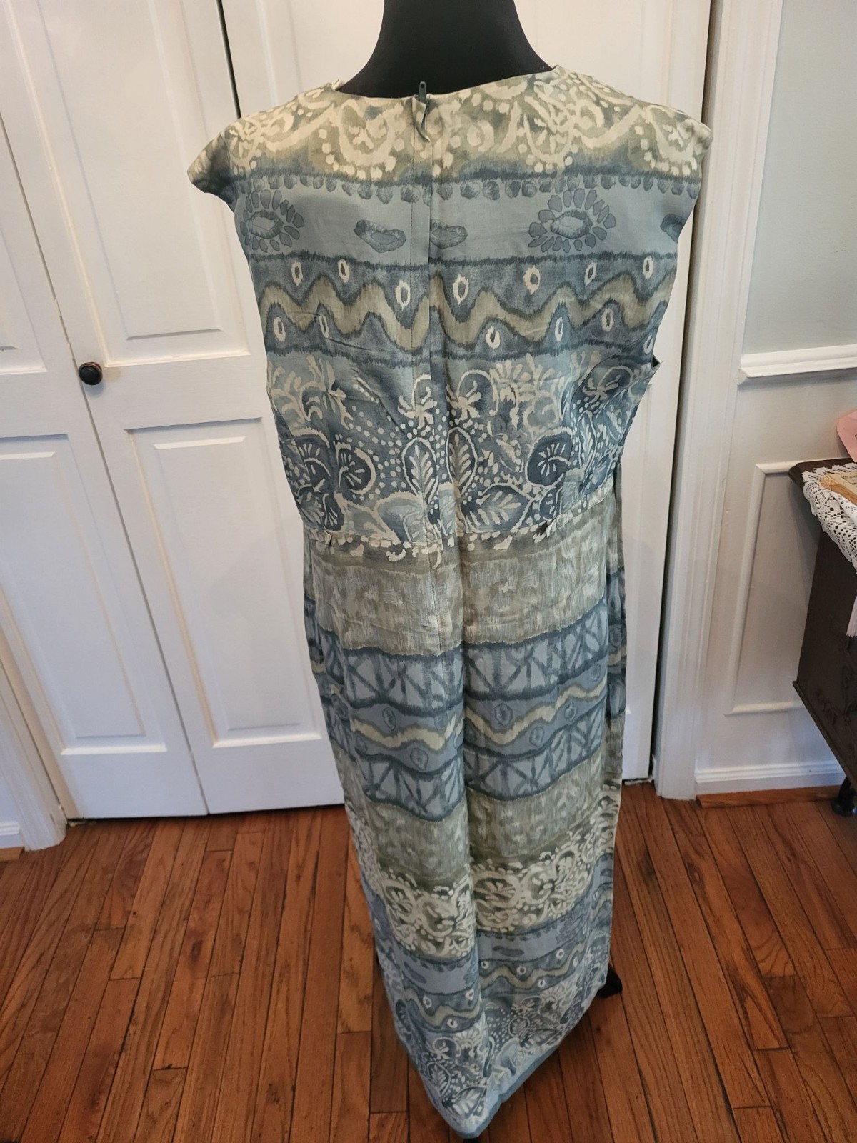 Vintage 90s Seafoam/Aqua Print 2 Piece Dress Set 14P Coastal Spring Easter Artsy