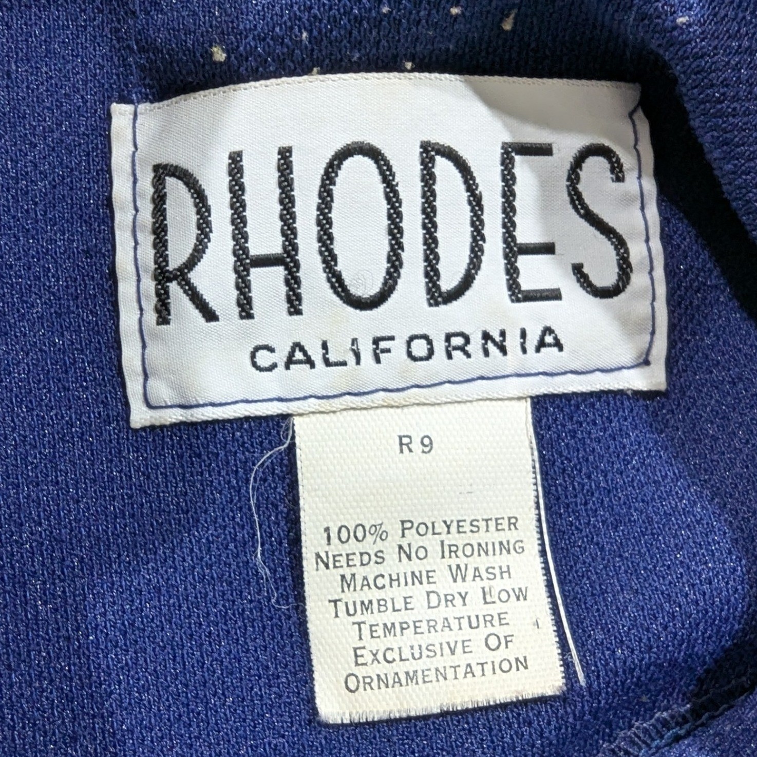 Vintage Rhodes California Navy Blue Gold Crest Button Jacket Mandarin Collar 9