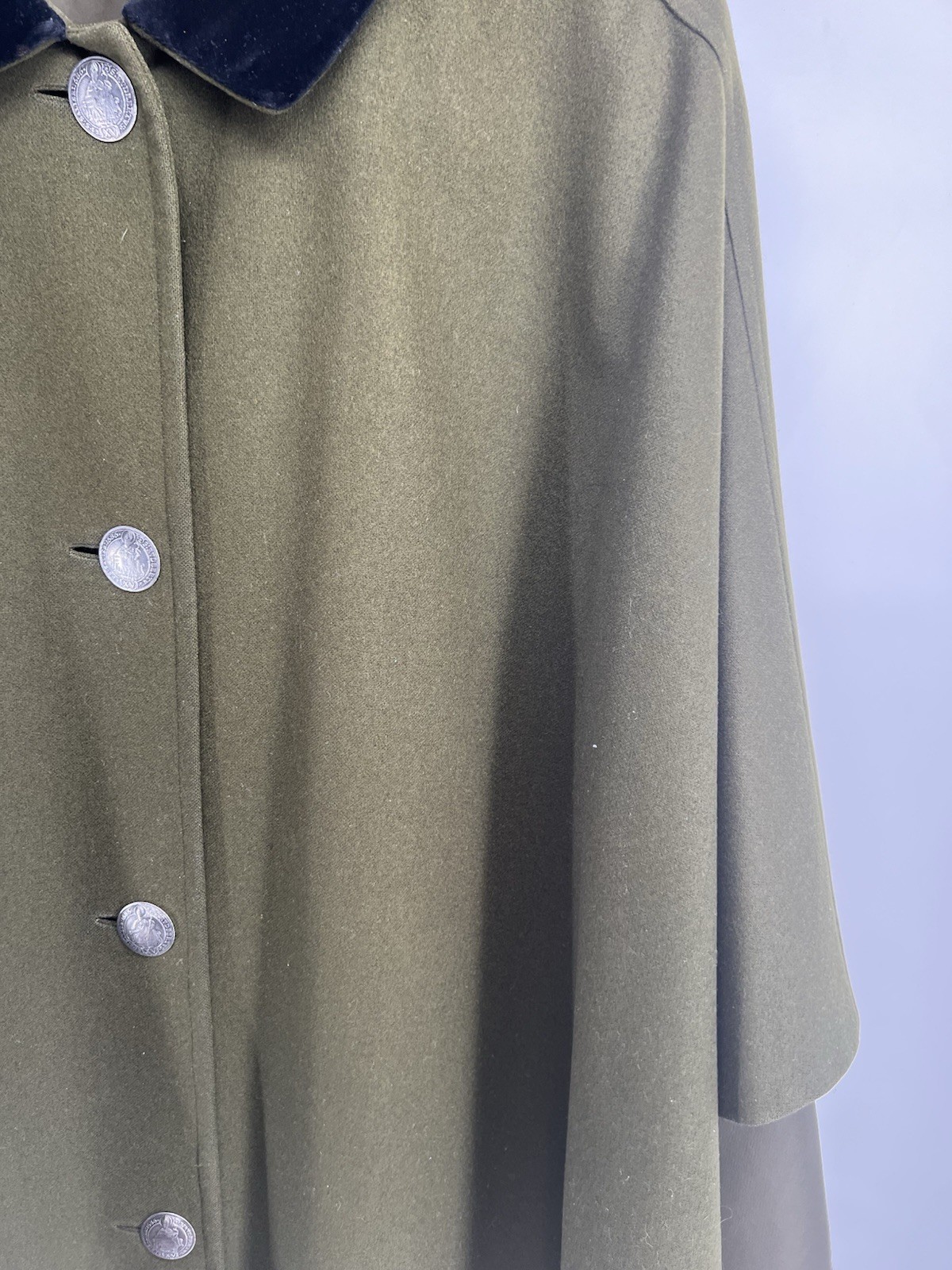 Vintage Rare Original Lanz Salzburg Olive Green Austrian Wool Loden Coat Cape