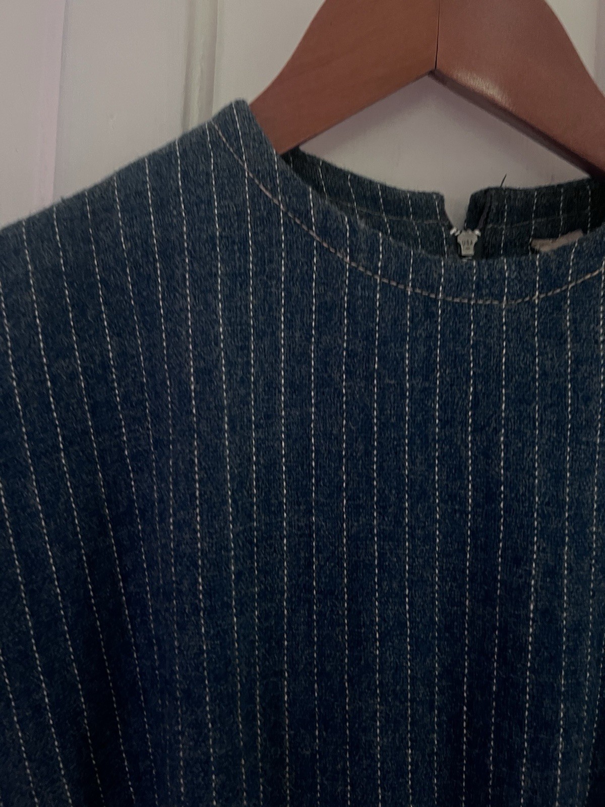 Nancy Greer Vintage 1960’s Dolman Wool Pinstripe Shift Dress With Pockets