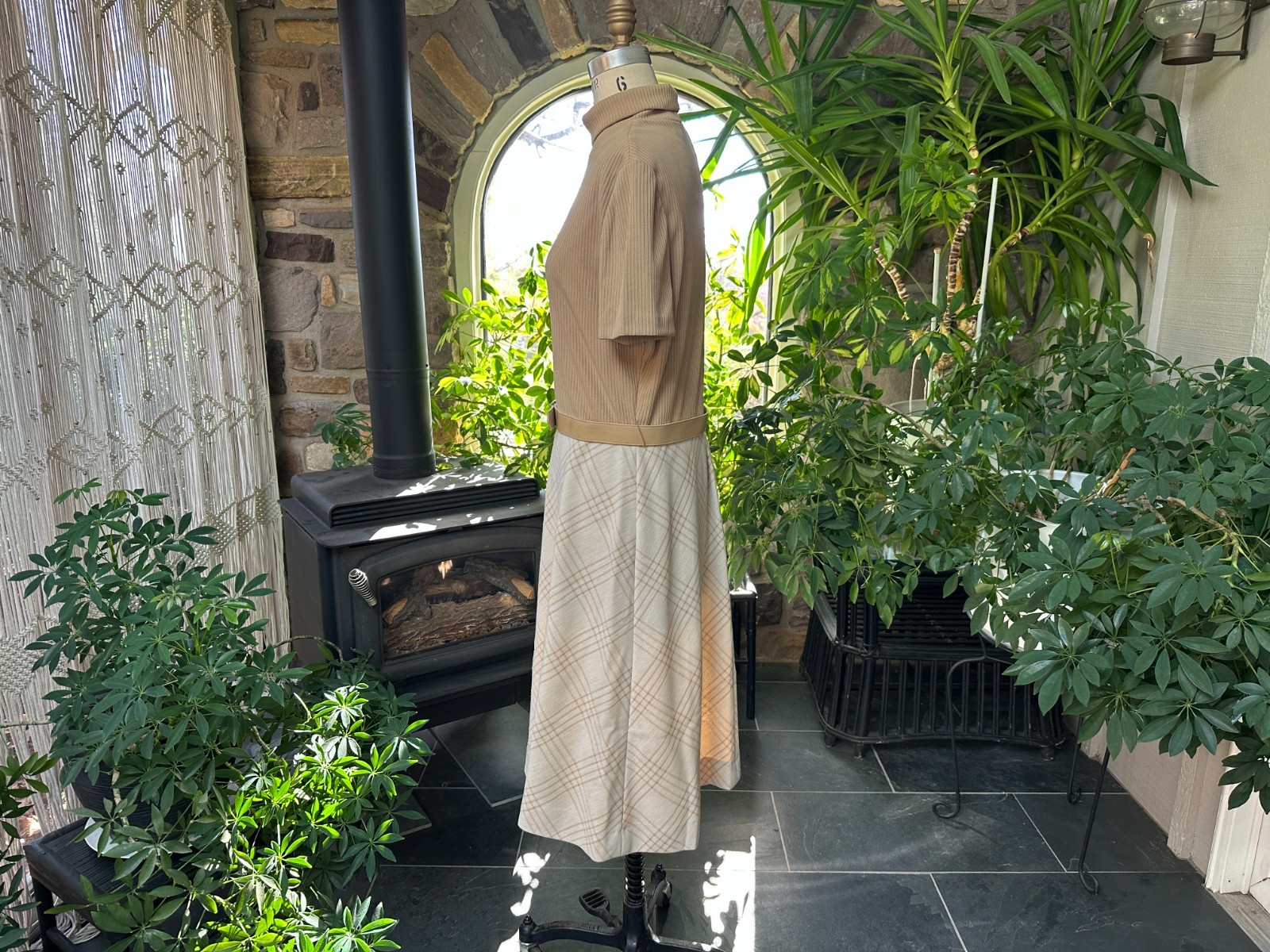 Vintage 1970s Ivory and Beige Dress with Jacket Kay Windsor The Look You Love