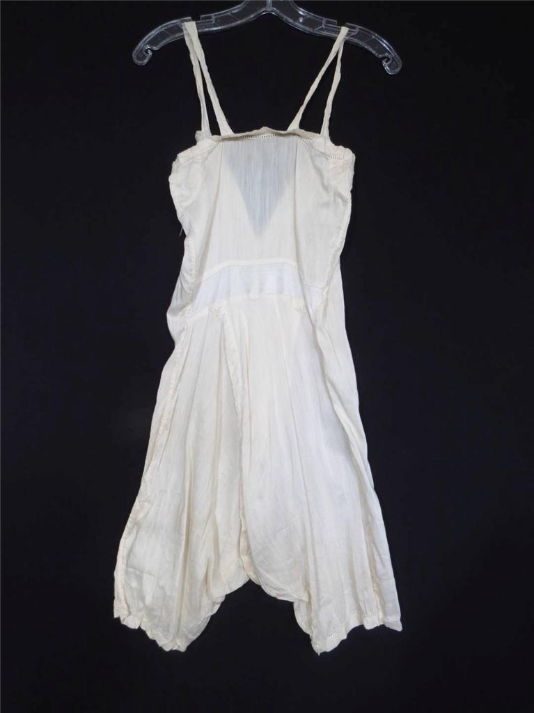 RARE FRENCH ANTIQUE EDWARDIAN-1920’S TEA COLOR COTTON UNDERGARMET SIZE SMALL