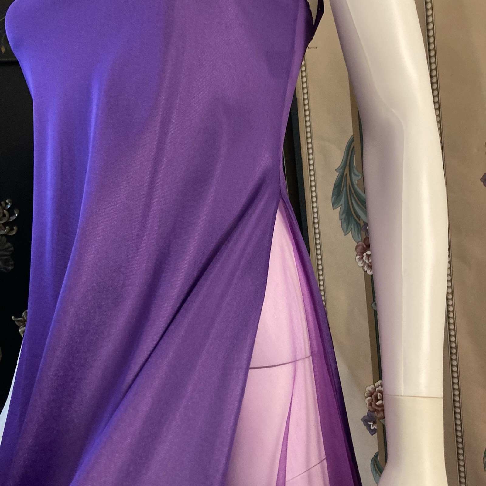 Vintage Purple Disco Silky Slip Dress