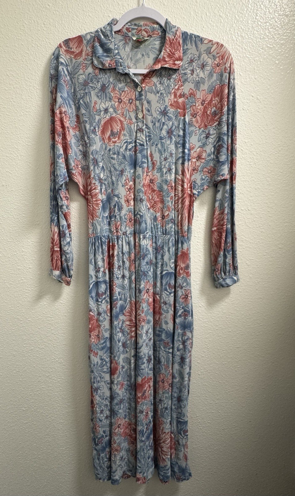 Il Faro Fashions Vintage Floral Dress Button Pockets Lightweight Italian Sm/Med