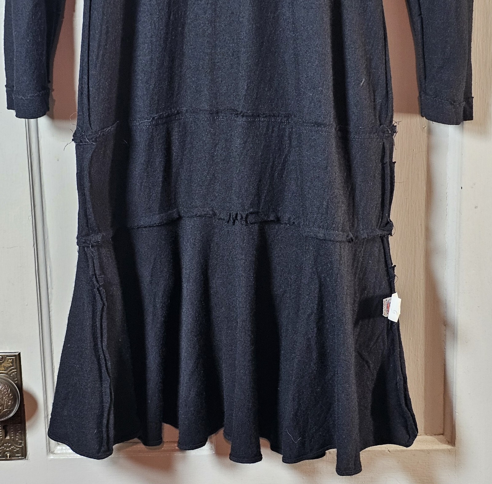 Vtg 80’s The Kollection Petites Dress Women Sz 12P Black Wool L/S Tiered Ruffles