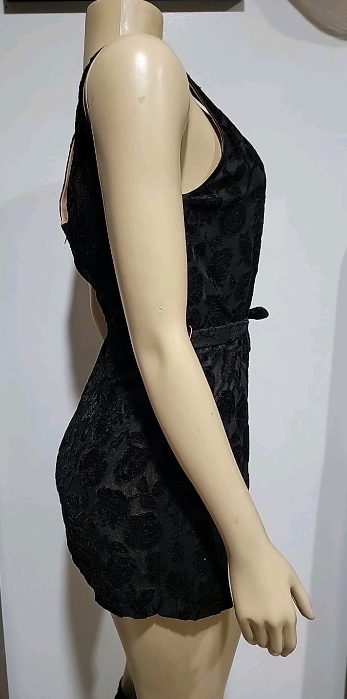 Lilli Diamond of California Women’s Vintage Mini Dress Burnout Velvet Black #C