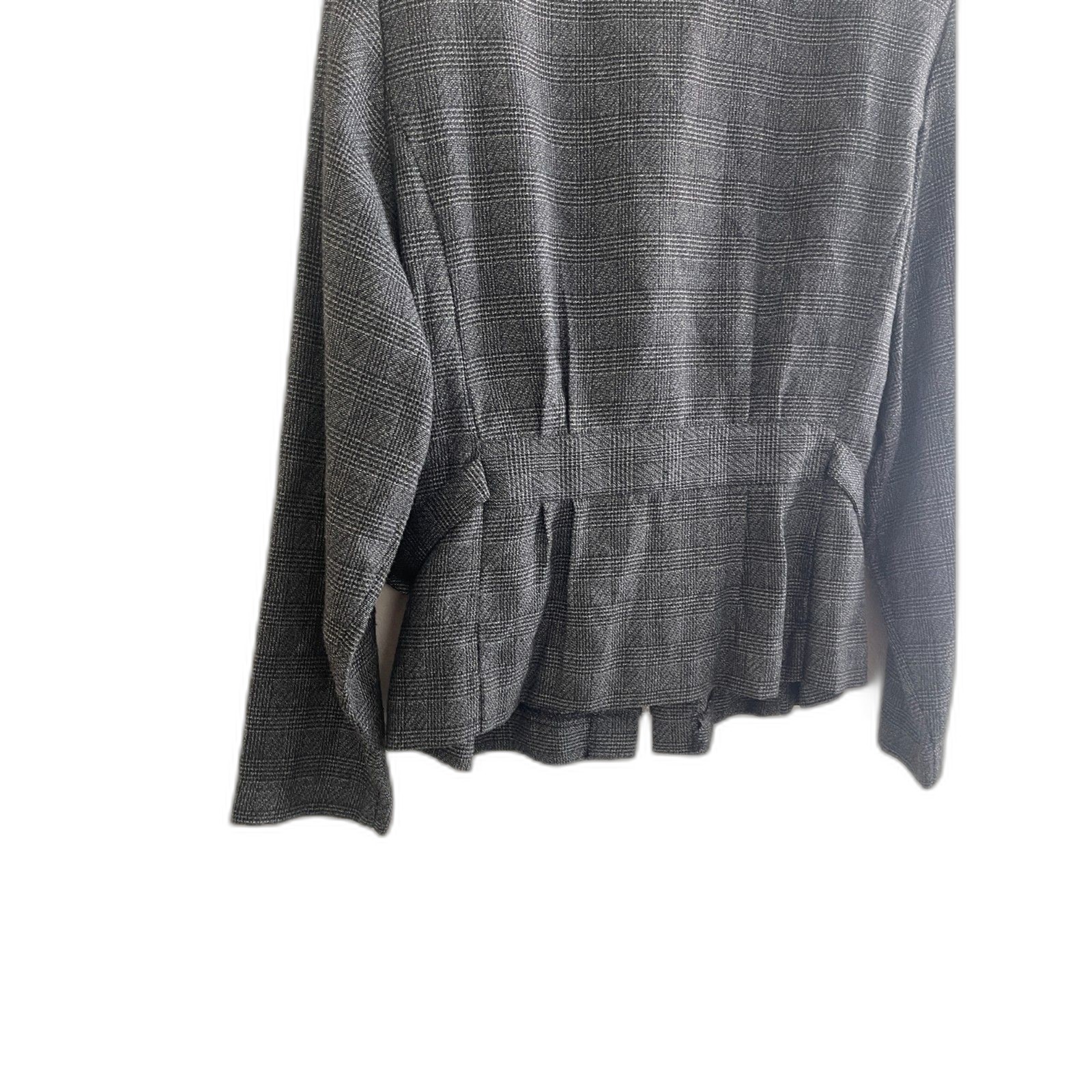 Vintage Maggie Lawrence Cinched Waist Gray Tweed Zip Front Blazer Size L USA