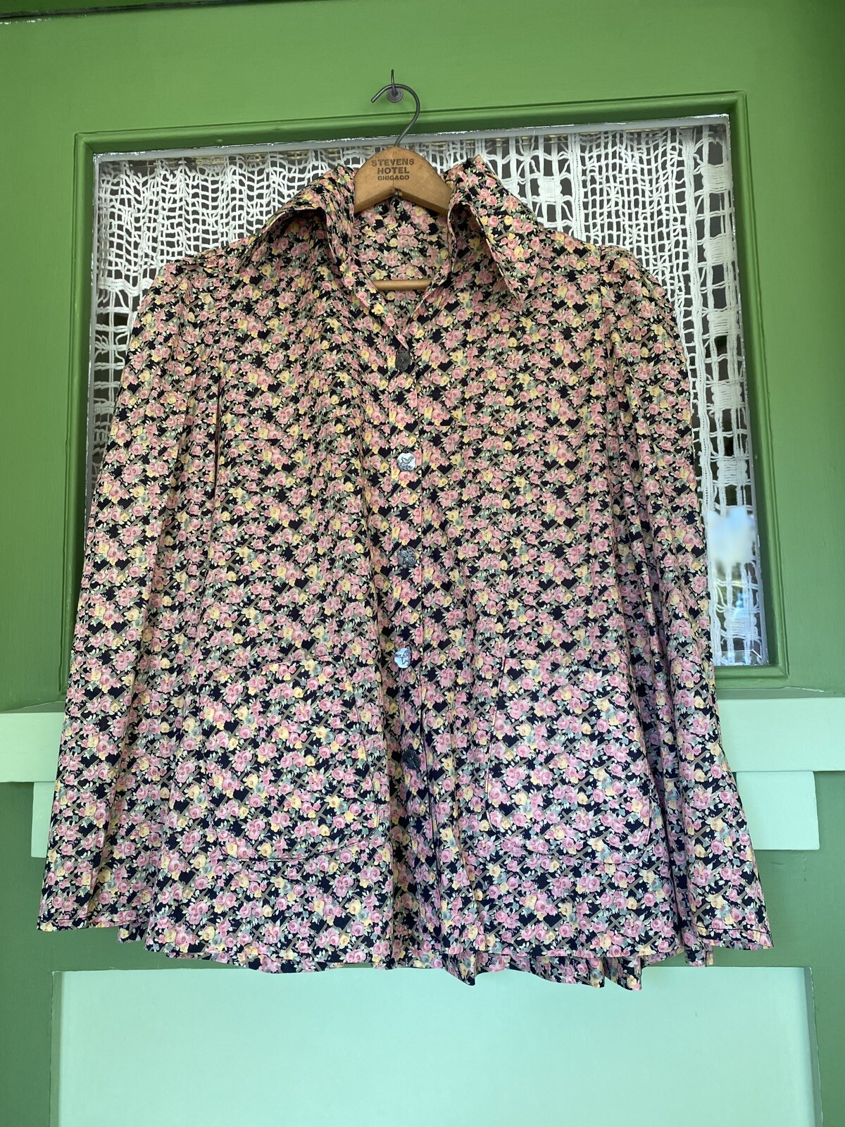Vtg 1970 Liberty of London Blouse Pockets Pewter Rabbit Buttons RARE