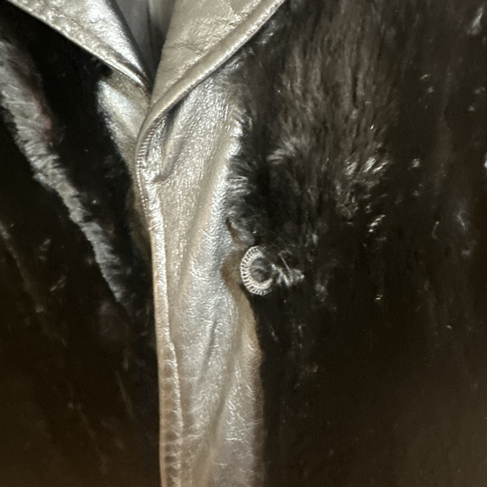 Vintage Sheared Black Mink And Leather Coat