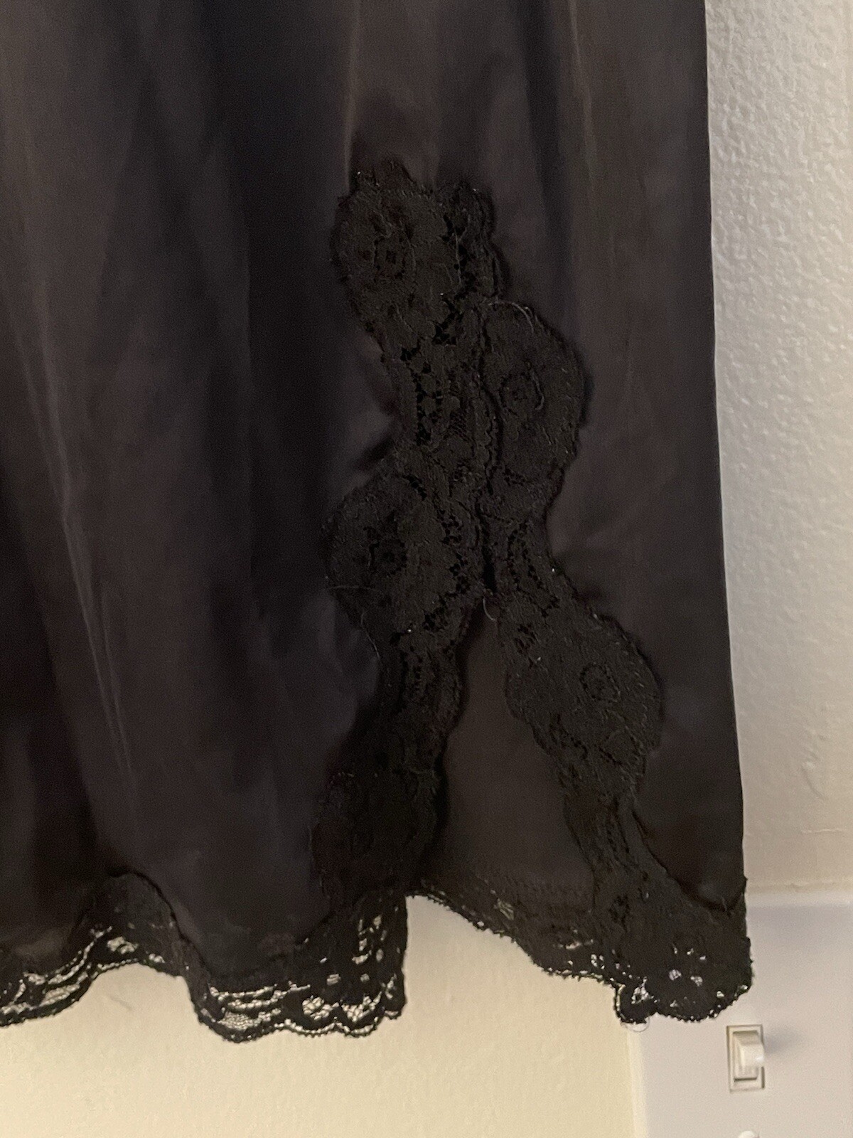 Vassarette Underneath It All Black Slip Small Elastic Waist & Front Side Slit