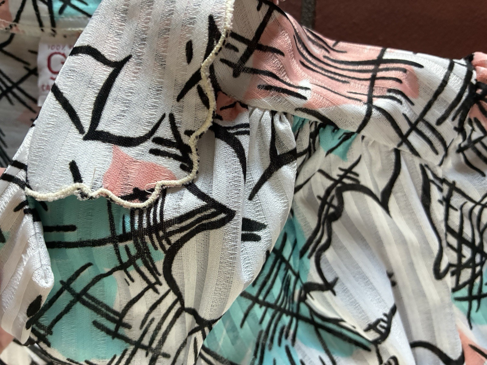 Vintage 80s Graff California Wear Abstract Floral Blouse Grandma Core M USA Made