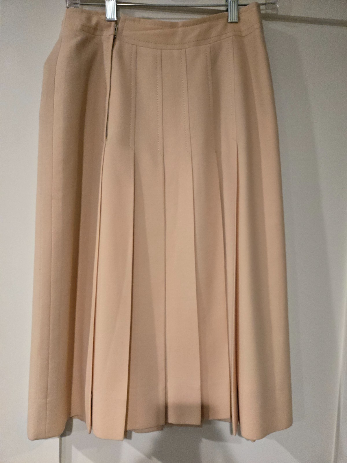 Vintage Celine 70s Wool Horsebit Beige Pleated Skirt size 40