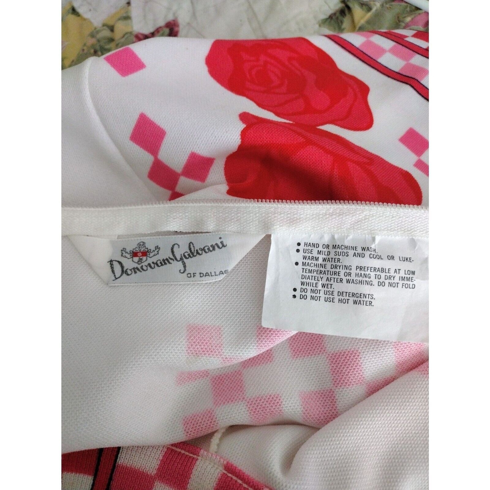 Vintage 60s 70s Donovan Galvani Floral Checks MOD Top Dress Deadstock NOS
