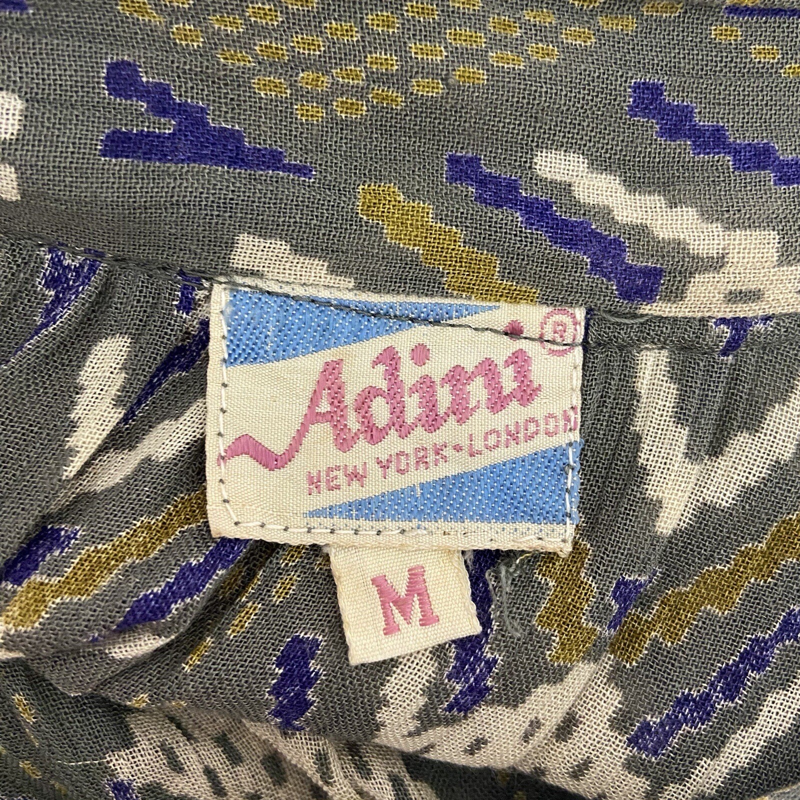 Adini Vintage Gray Purple Boat Neck Boho Smock Dress 8