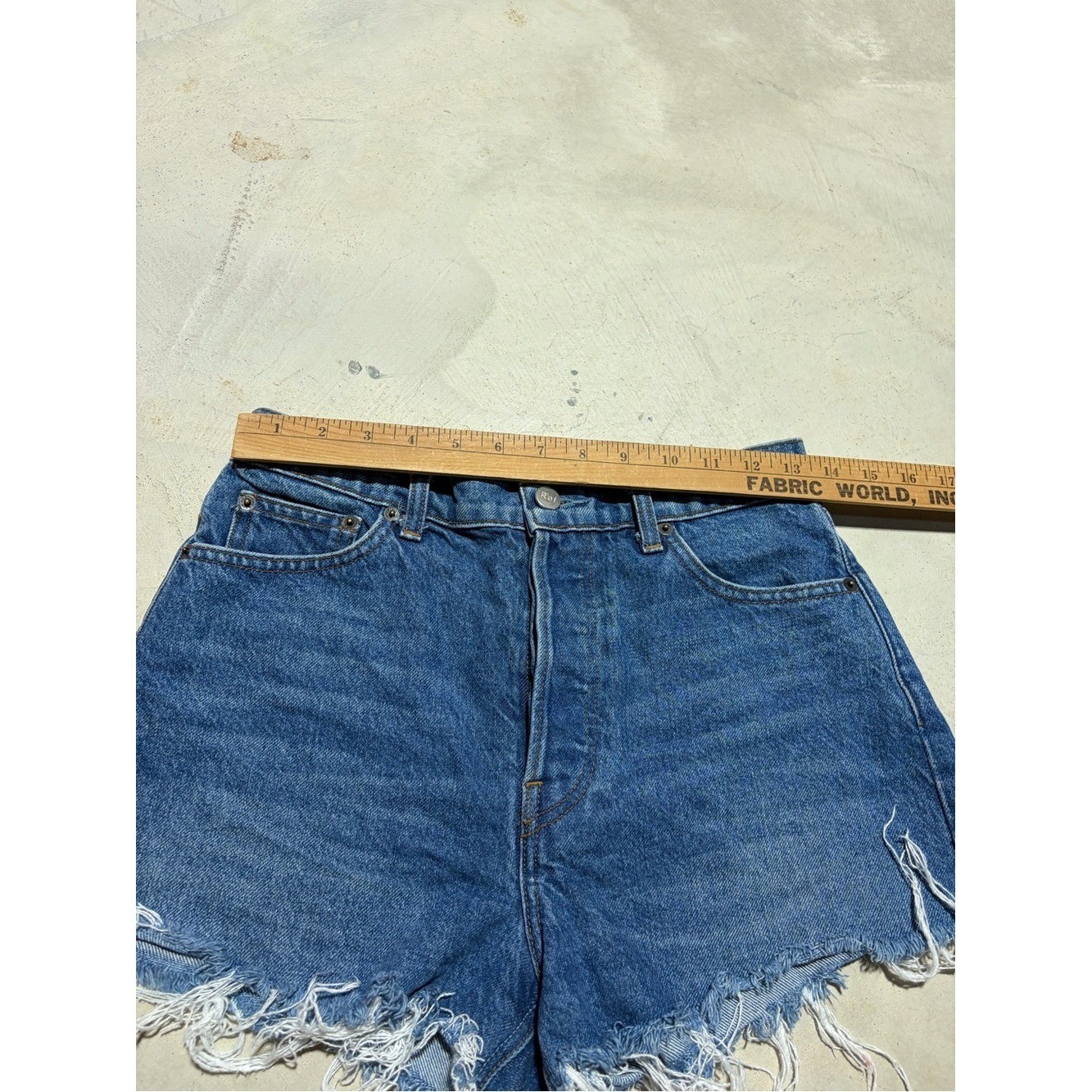 Reformation Dixie High-Rise Distressed Denim Shorts 26