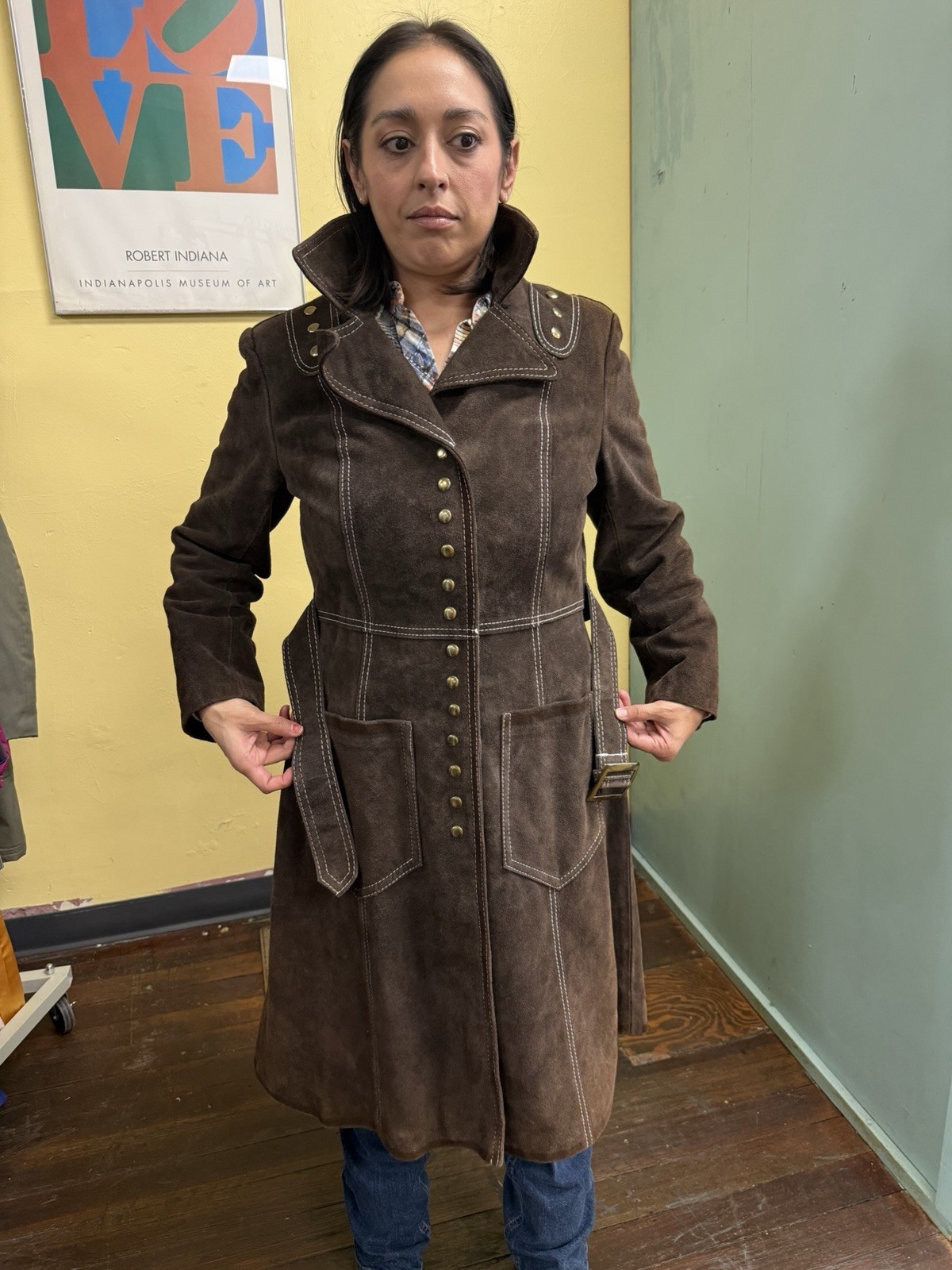 Vintage 70s Montgomery Ward The Tannery Brown Suede Coat M