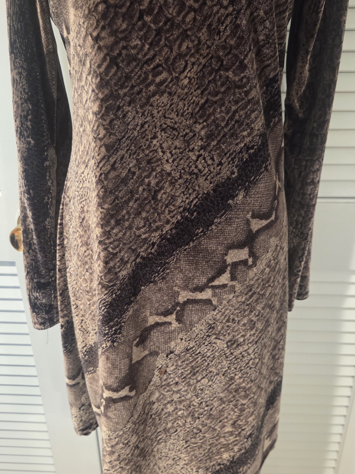 Wild Rose Size 8 Velvet Silk Blend Snake Skin Shift Dress Vintage 80s