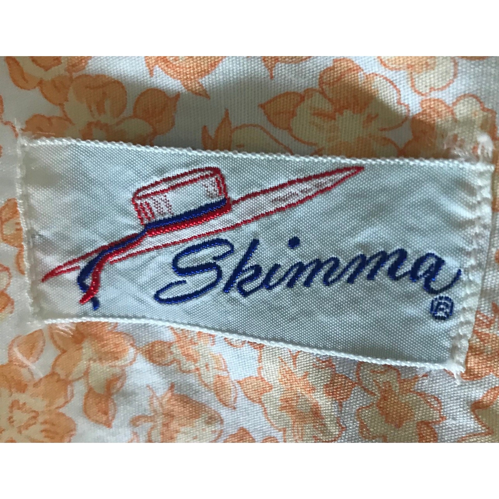 1970s Skimma Tangerine Creamsicle Floral House Dress Orange Metal Zipper