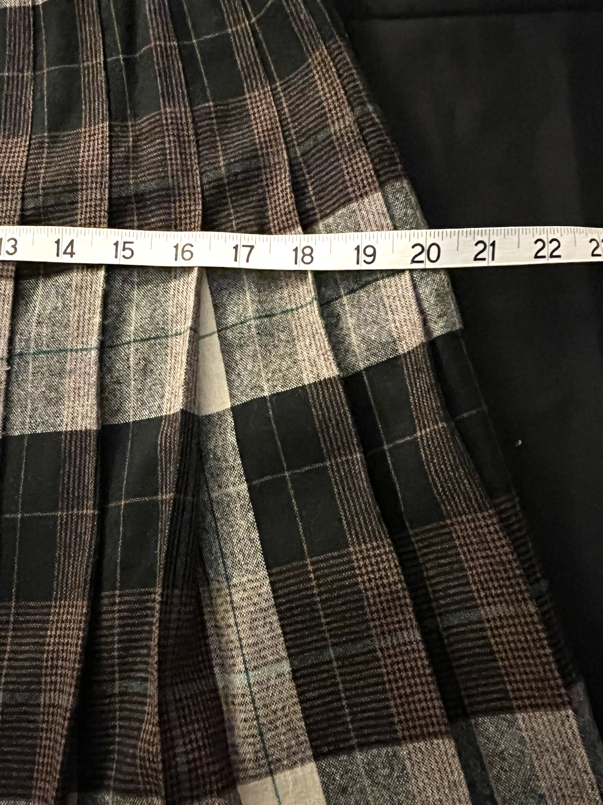 Century of Boston Reversible Brown/Cream Plaid Wool Blend Skirt Sz. 29″ Waist