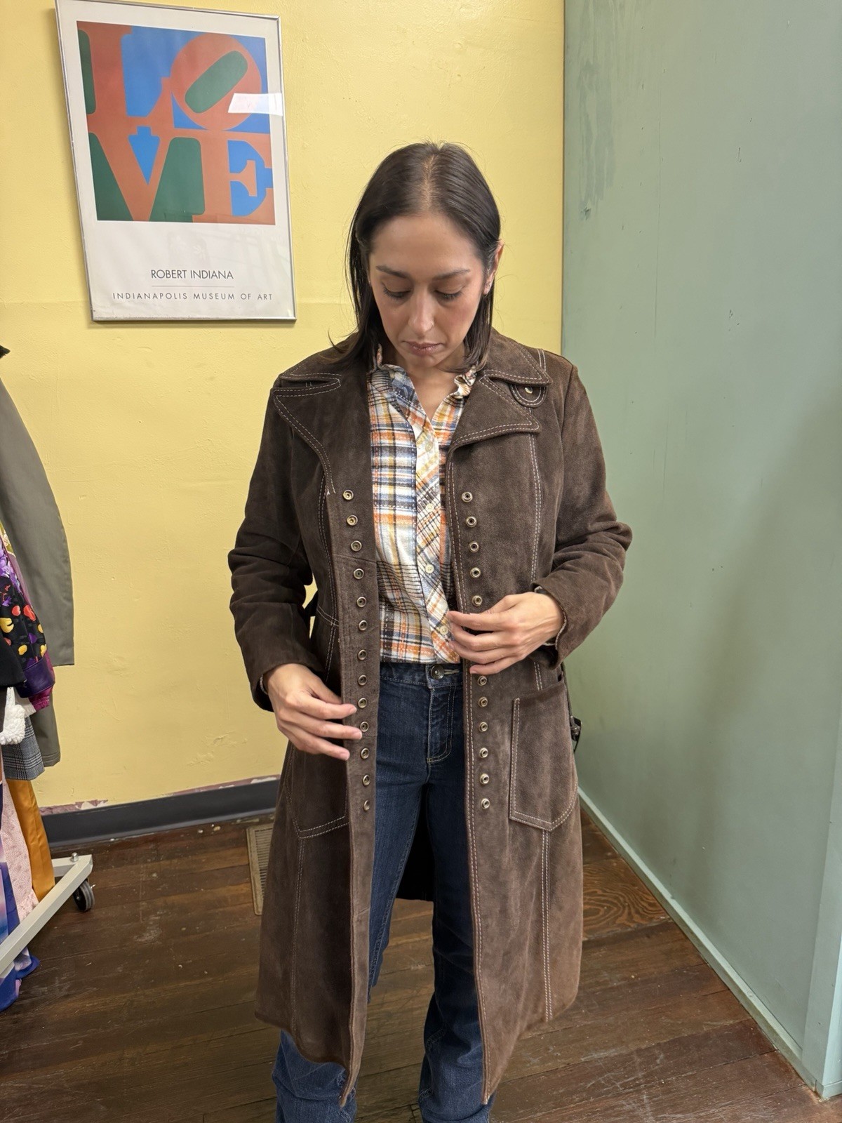 Vintage 70s Montgomery Ward The Tannery Brown Suede Coat M