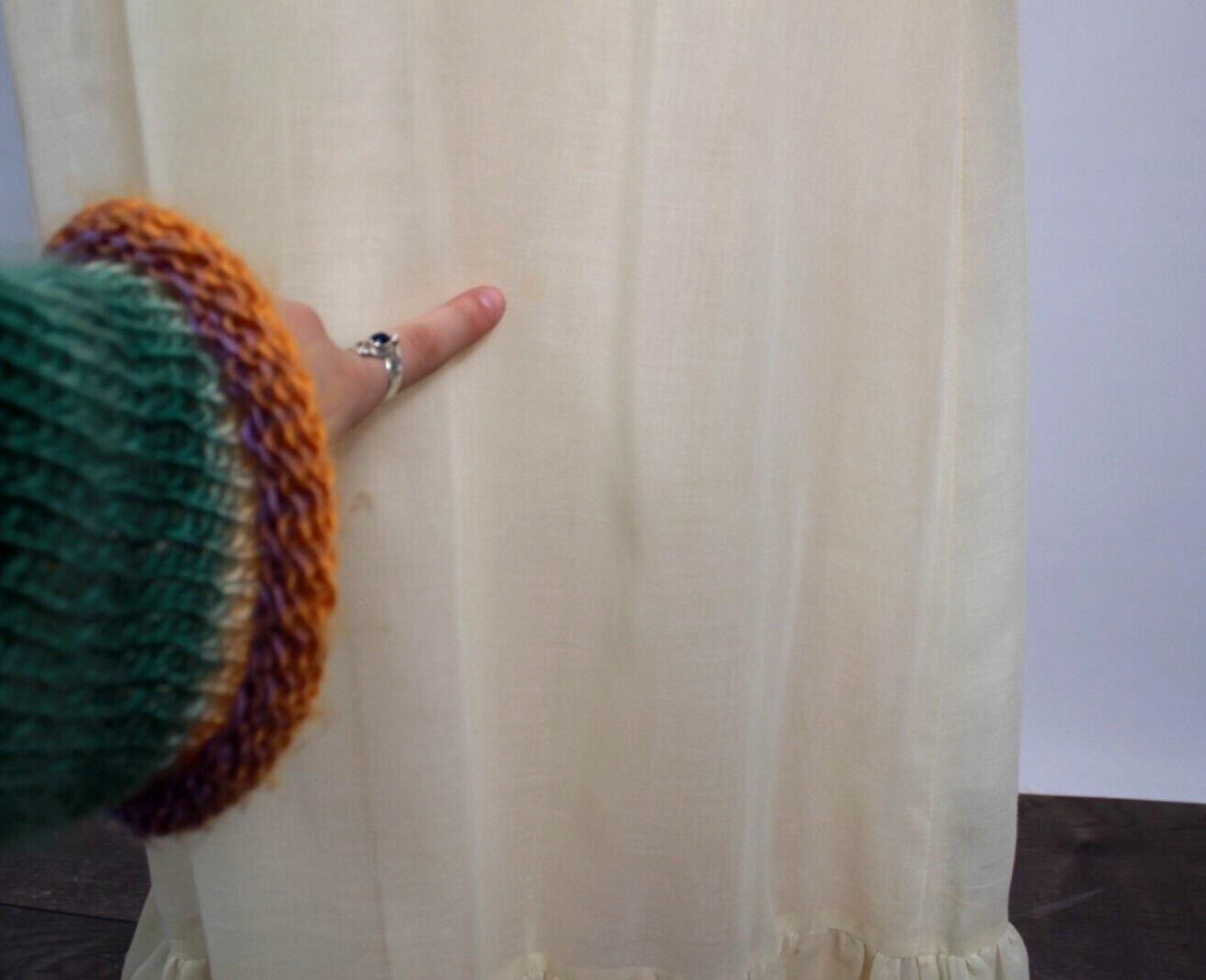 Vtg Women’s 70s Cream Prairie Maxi Dress 1970s Long Gown Sz XS/S Candi Jones