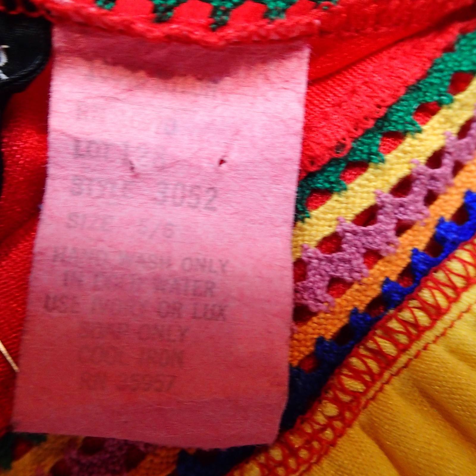 70s Joy Stevens California Halter Dress red yellow Maxi crochet boho sz 5/6