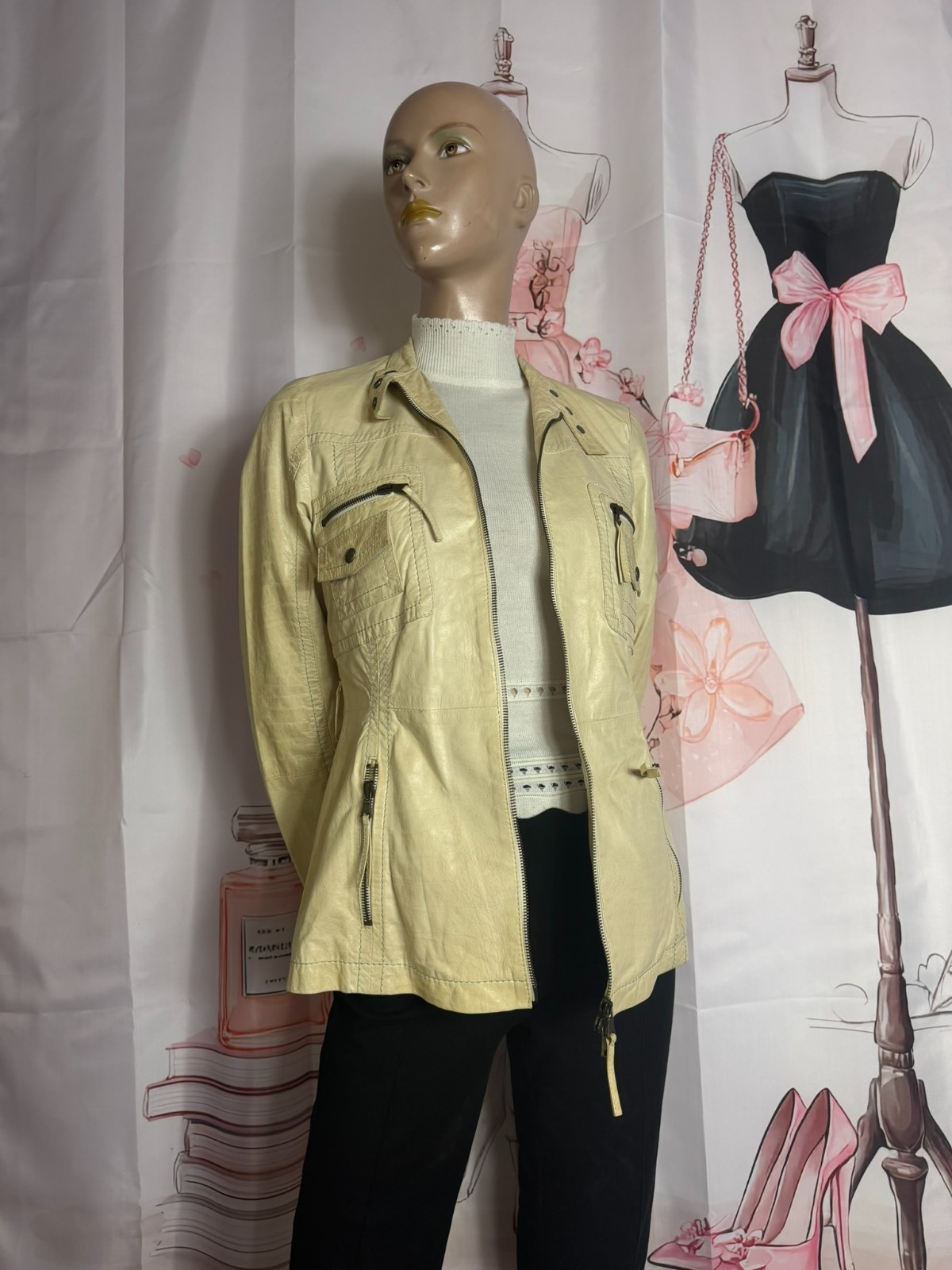 MCS Marlboro Classics Lambskin Leather Jacket 36 38 Vintage Y2K Italian Utility