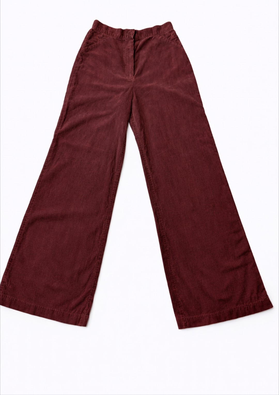 Vintage 1970s Burgundy Corduroy Bellbottoms • De Lai San Francisco • High Rise