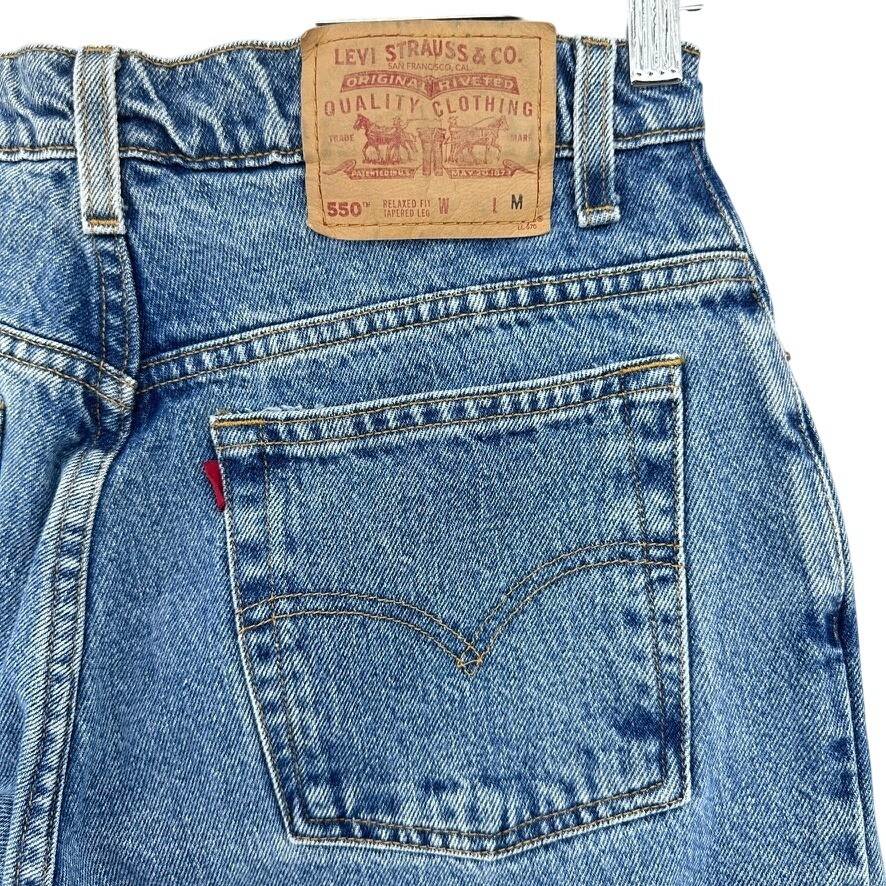 VTG 90s Levis 550 Relaxed Fit Tapered Leg Jeans Medium Wash Blue 12 REG Grunge