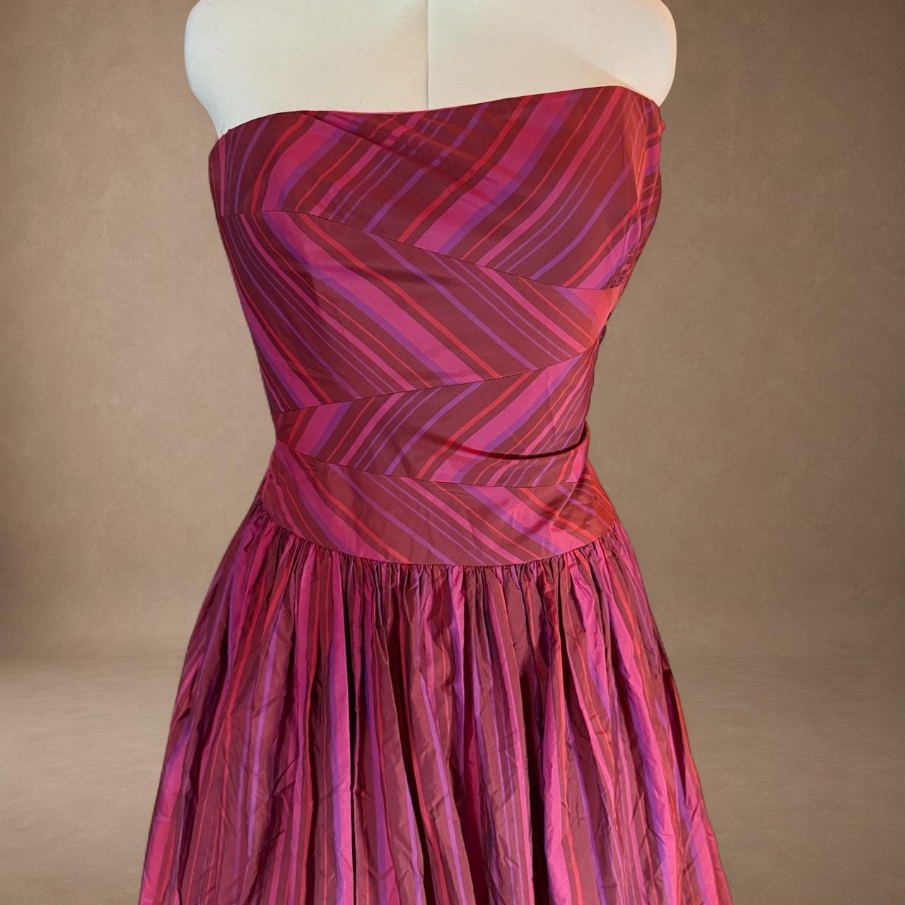 Vintage David Meister Strapless Pink Taffeta Homecoming Dress 12 90s Prom Gown