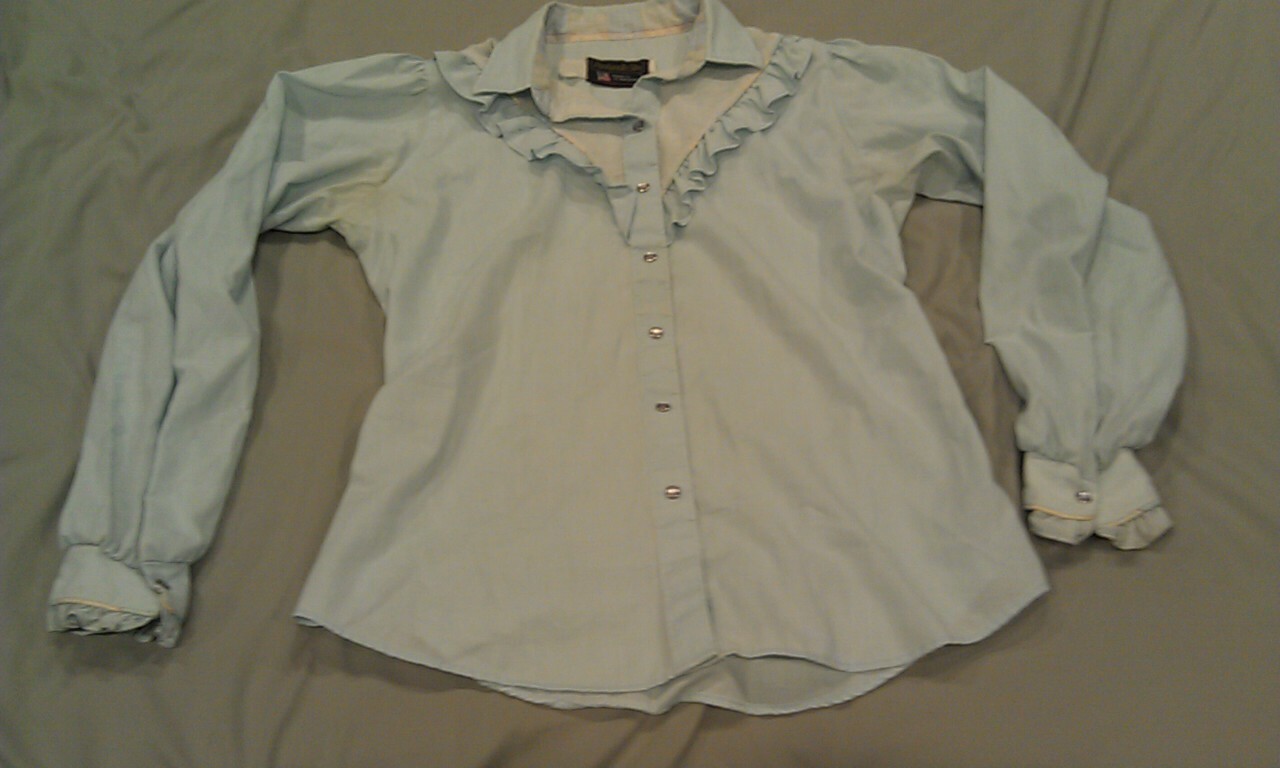 RARE VTG Retro USA Panhandle Slim Snap Western Cowgirl Top Blouse Shirt M STAINS